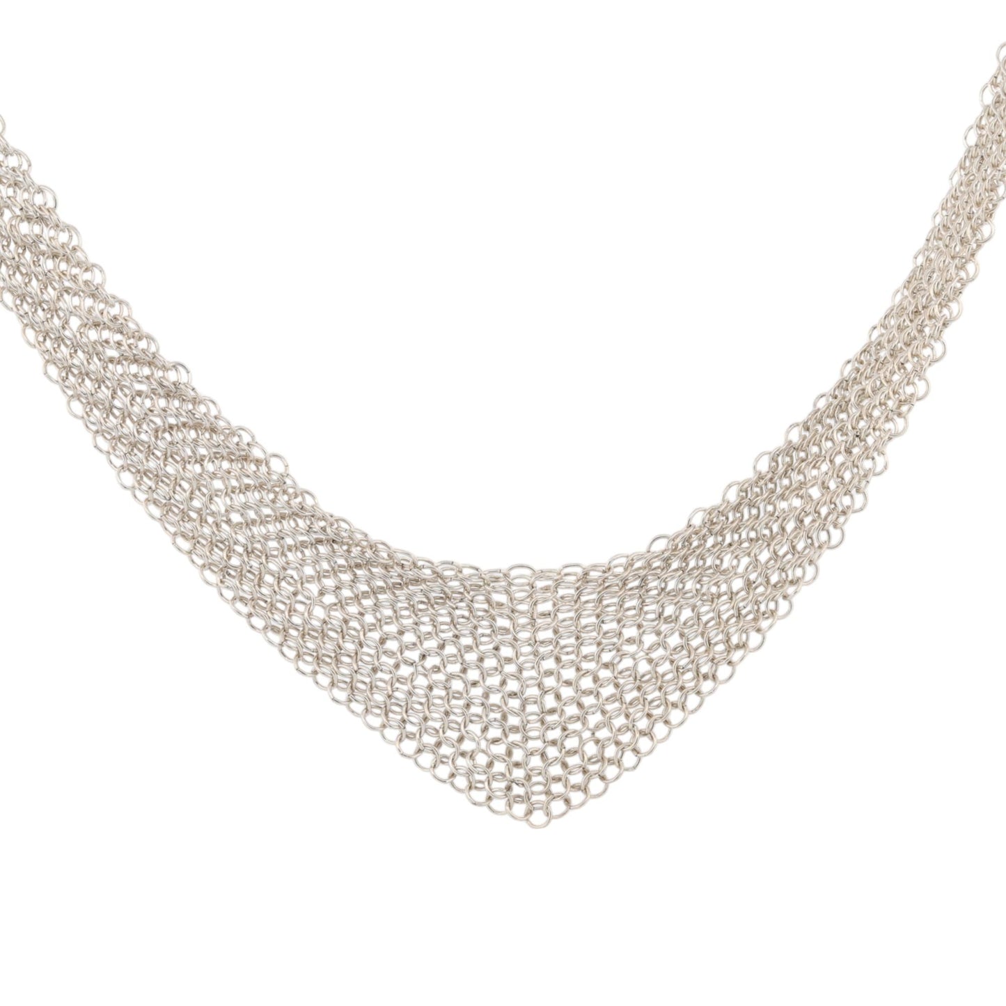 Tiffany & Co. Elsa Peretti Sterling Silver Mesh Bib Necklace – 26.5"