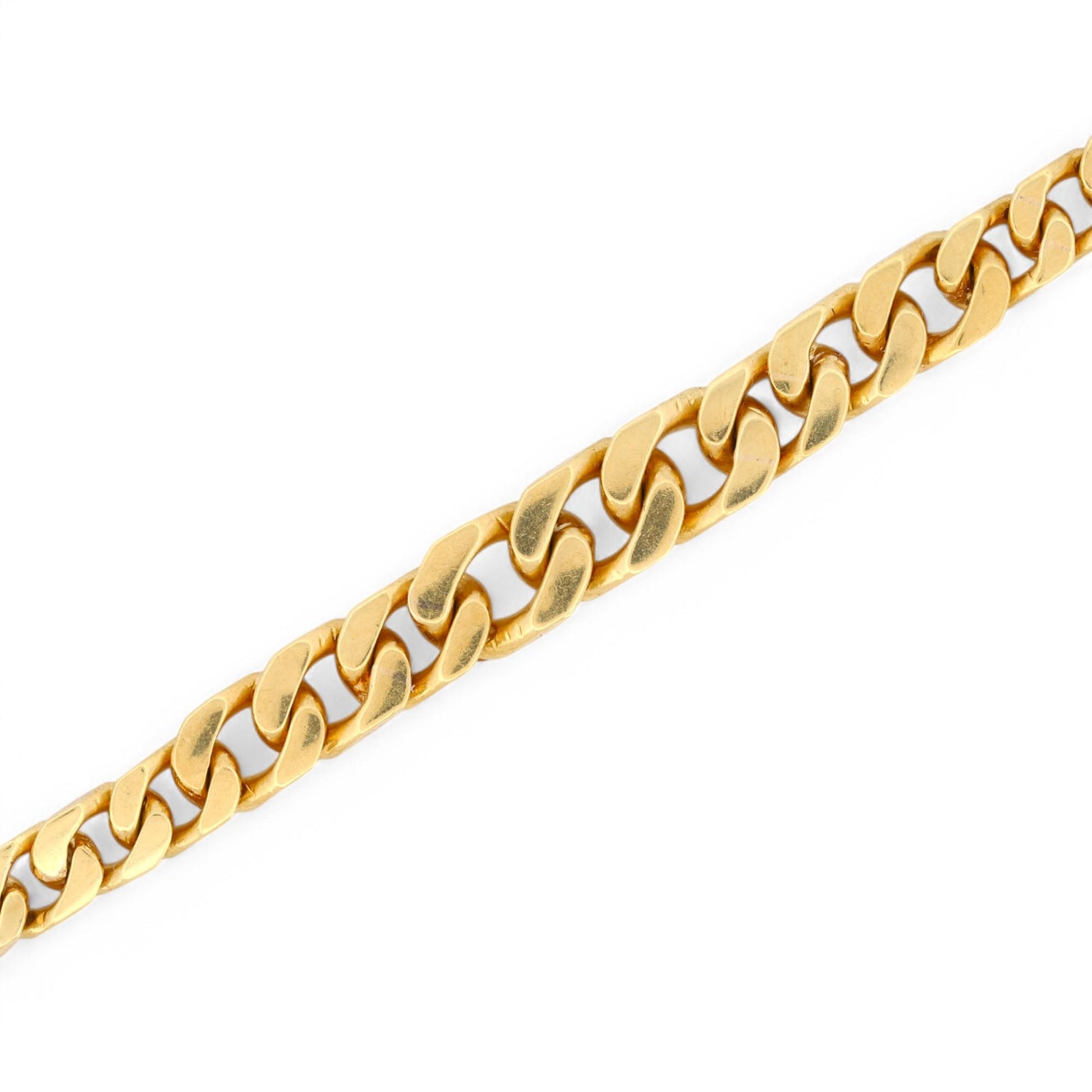 18k Solid Gold Tapered Curb Chain Necklace with Diamond Accents Signed TF