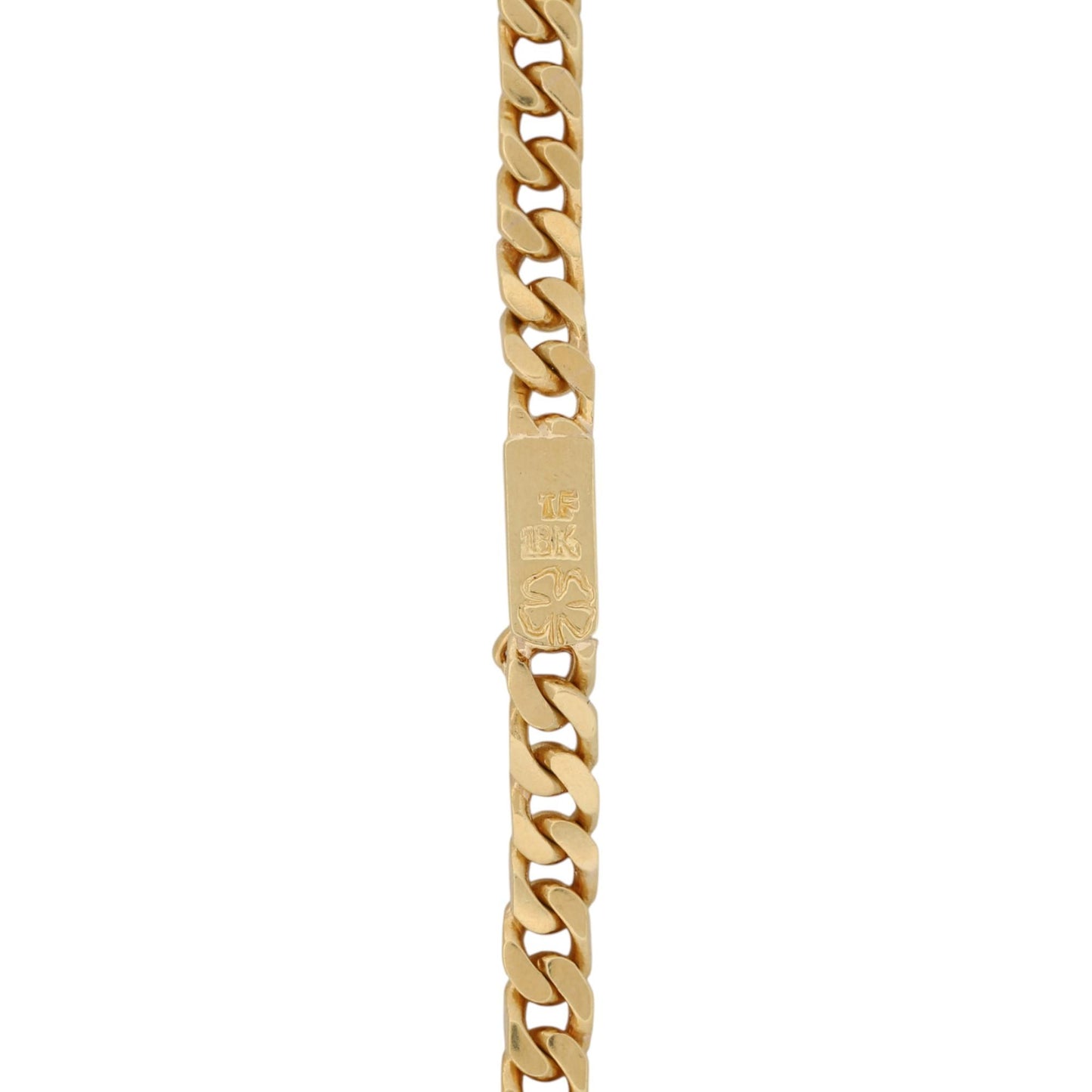 18k Solid Gold Tapered Curb Chain Necklace with Diamond Accents Signed TF