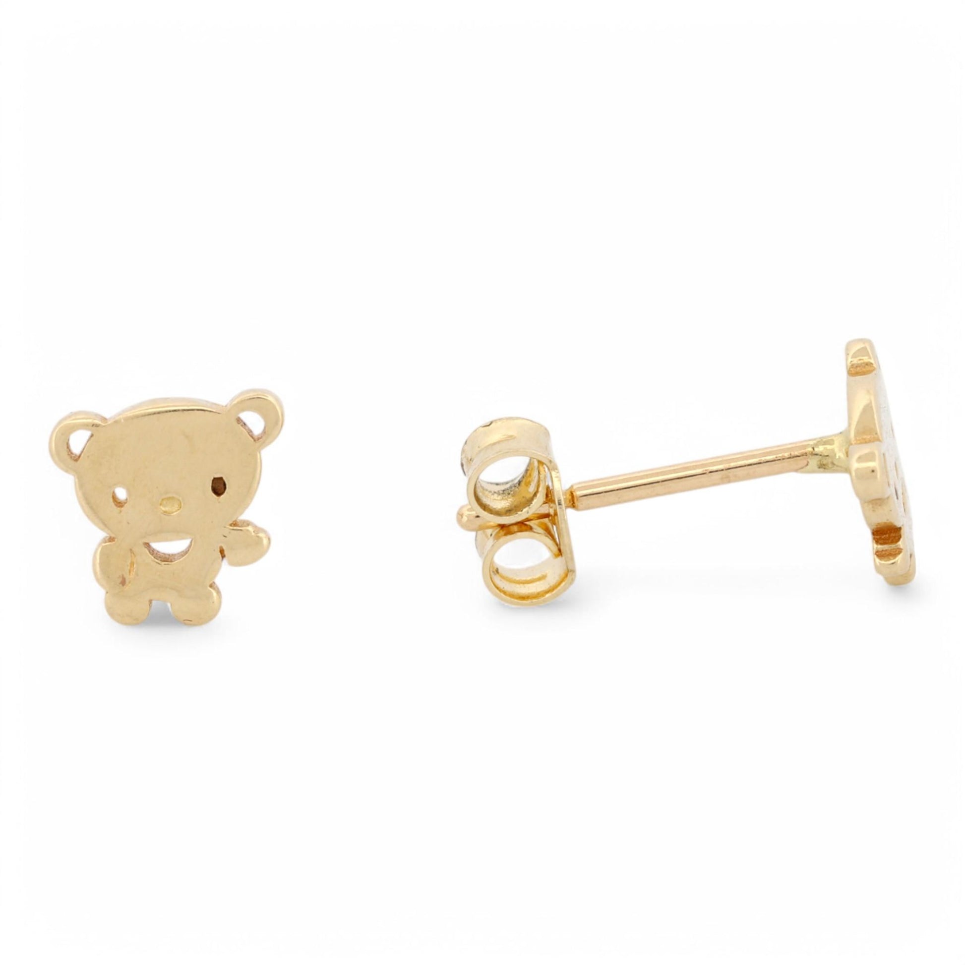 14k Gold Teddy Bear Stud Earrings – Cute & Fun Gift for Girls or Teens, New