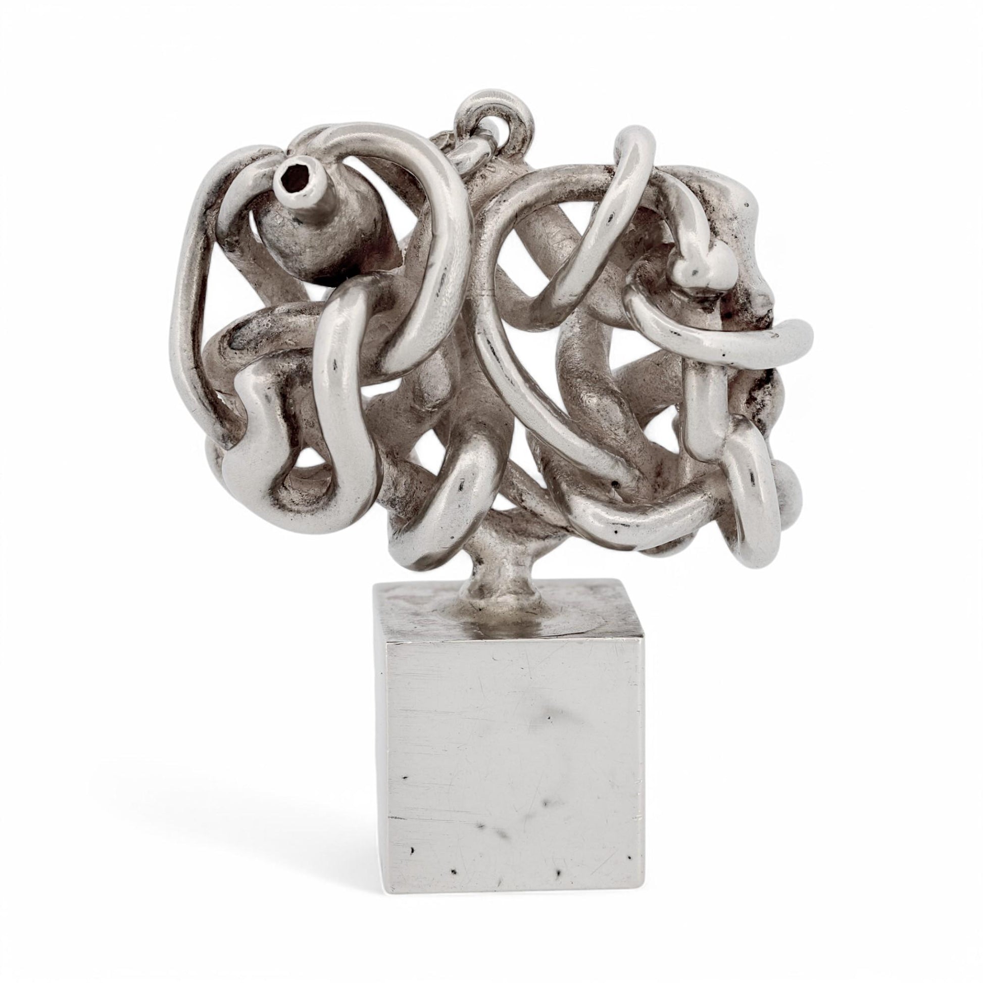 Miguel Berrocal 'Micromento' 1977 Silver Mini Sculpture Pendant – Vintage