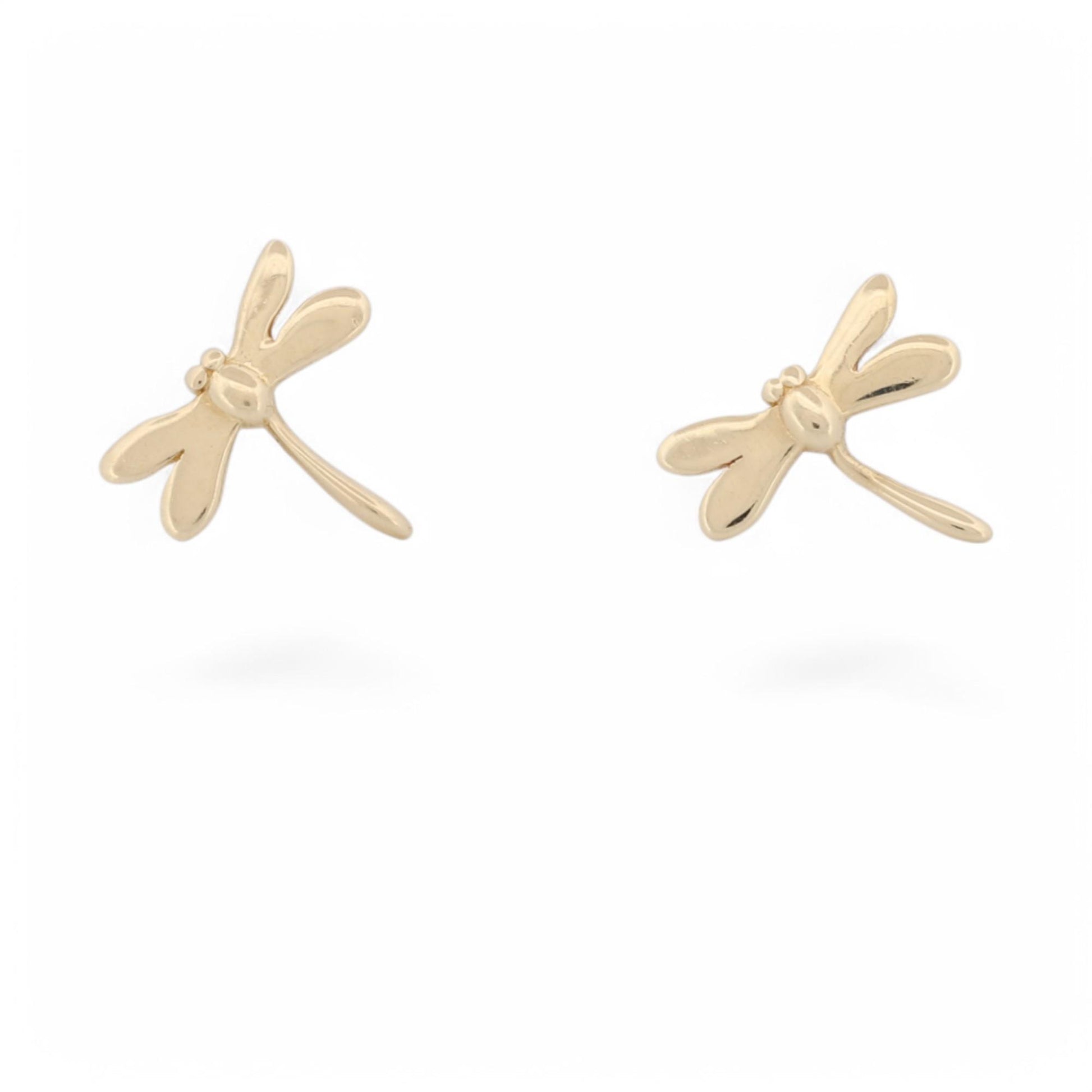 14k Yellow Gold Dragonfly Stud Earrings