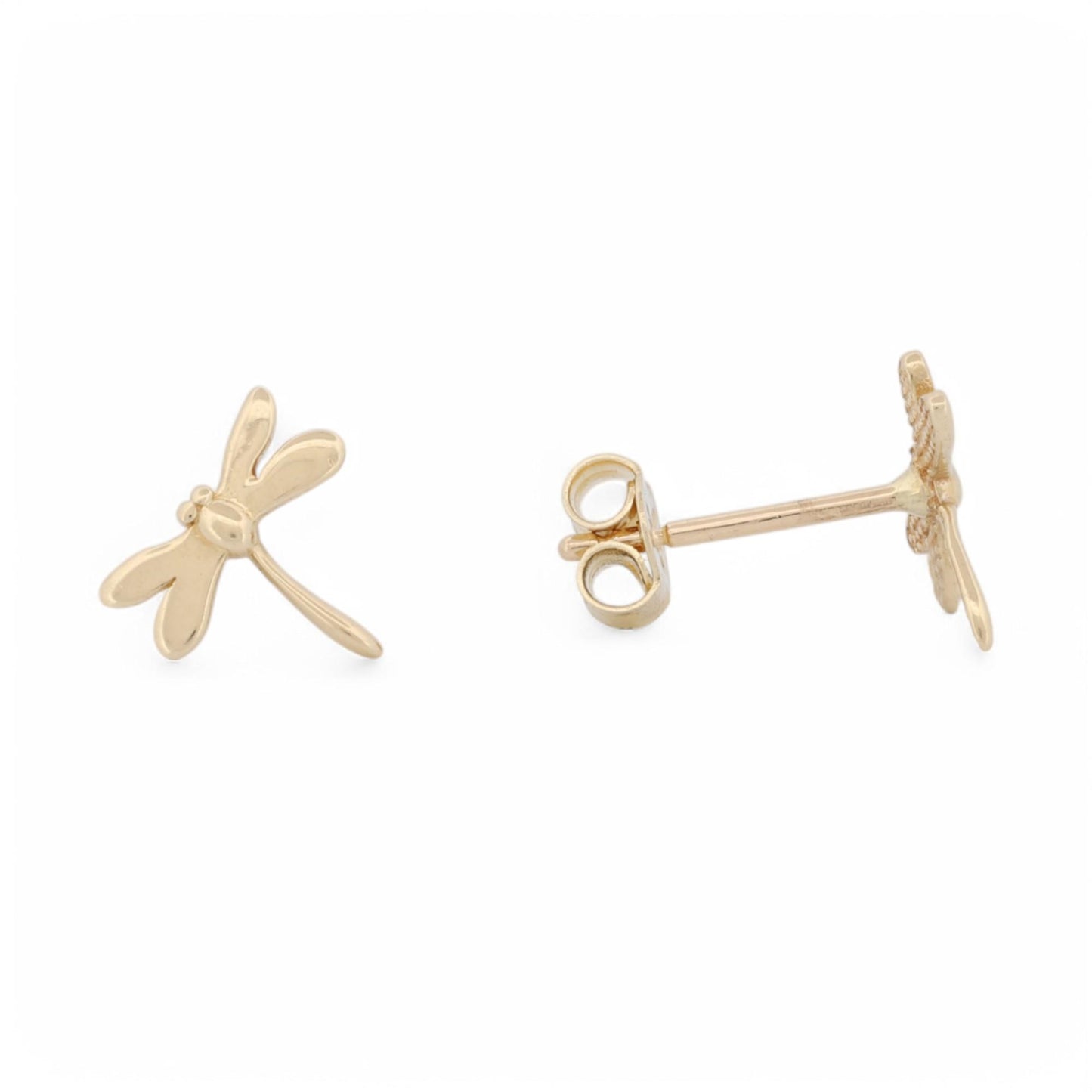 14k Yellow Gold Dragonfly Stud Earrings