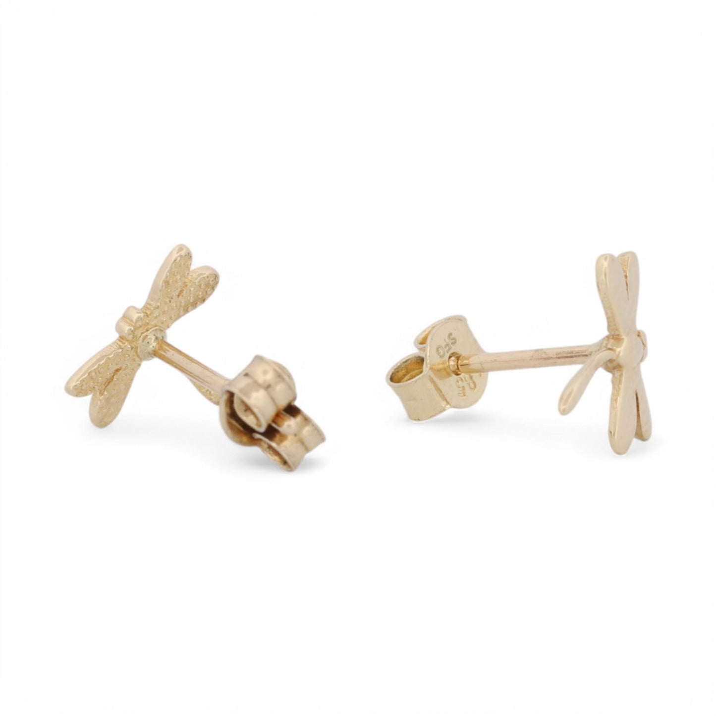 14k Yellow Gold Dragonfly Stud Earrings