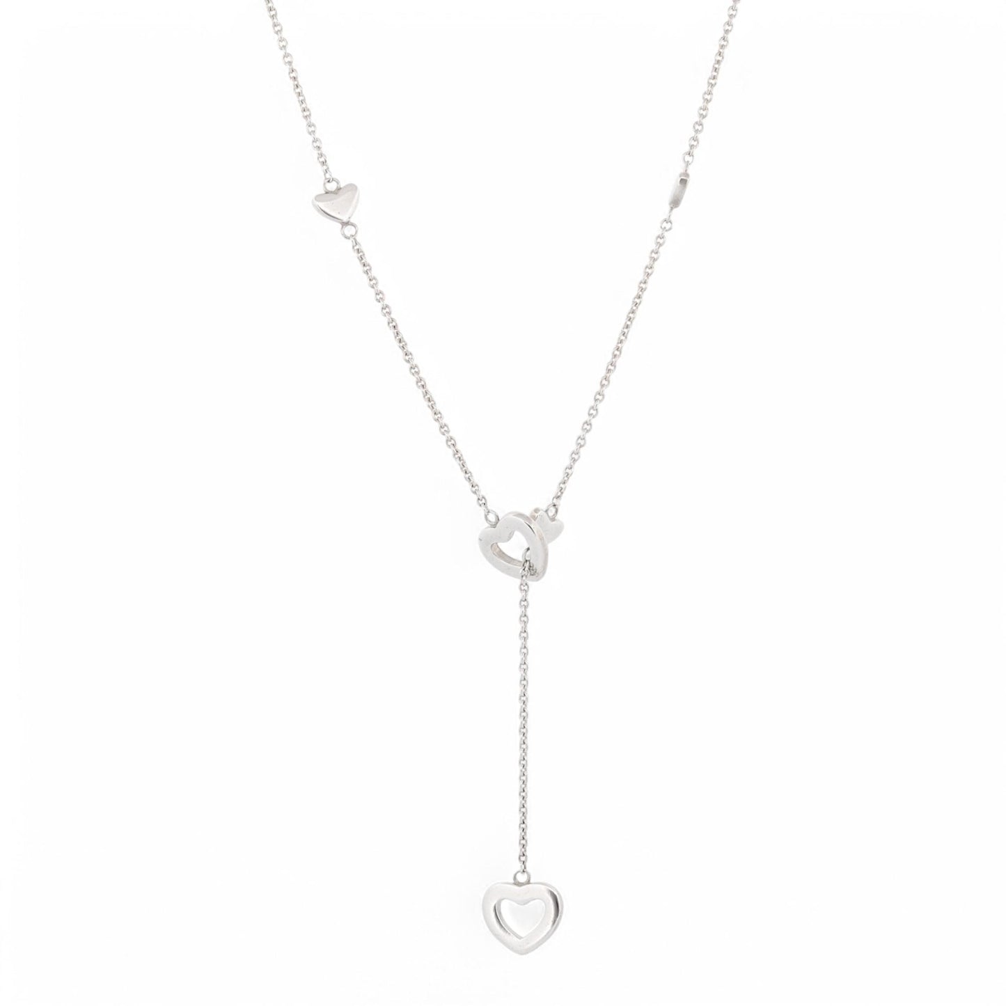 Tiffany & Co. Sterling Silver Heart Lariat Necklace – Classic & Elegant