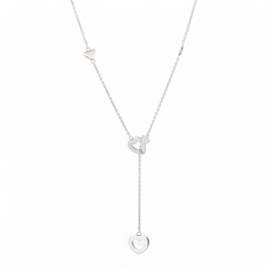 Tiffany & Co. Sterling Silver Heart Lariat Necklace – Classic & Elegant