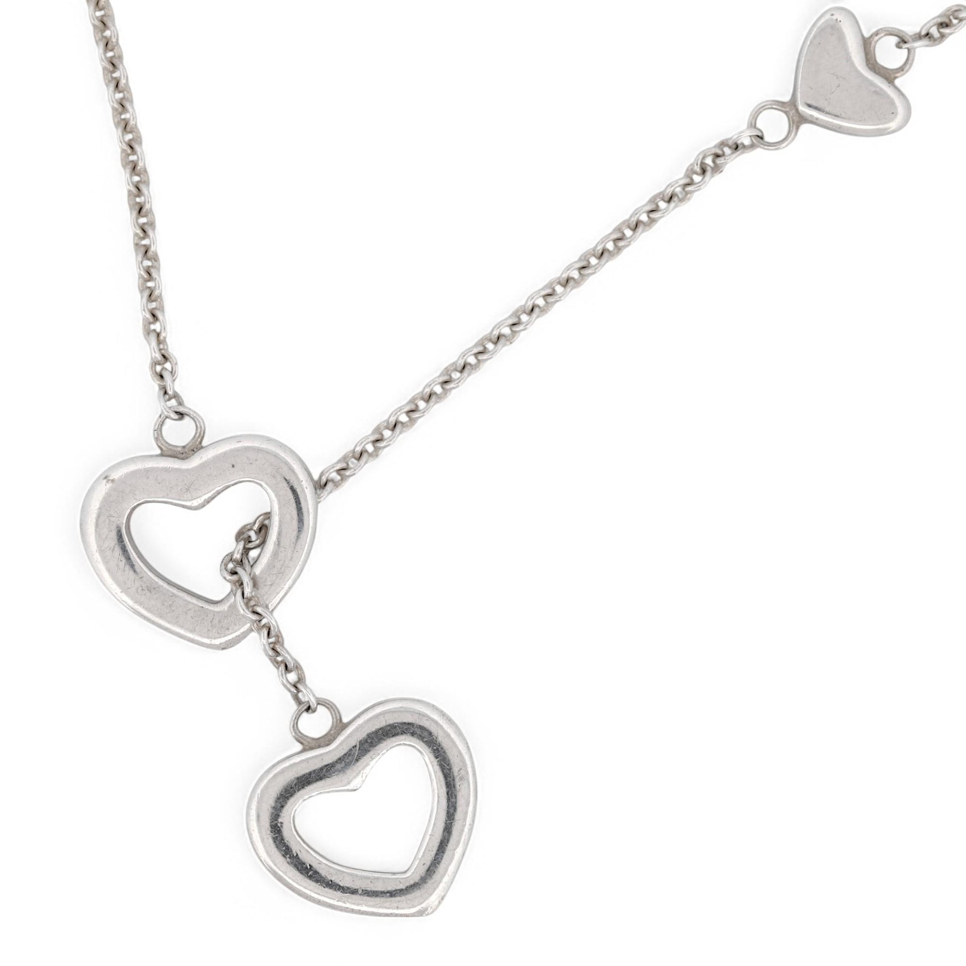 Tiffany & Co. Sterling Silver Heart Lariat Necklace – Classic & Elegant