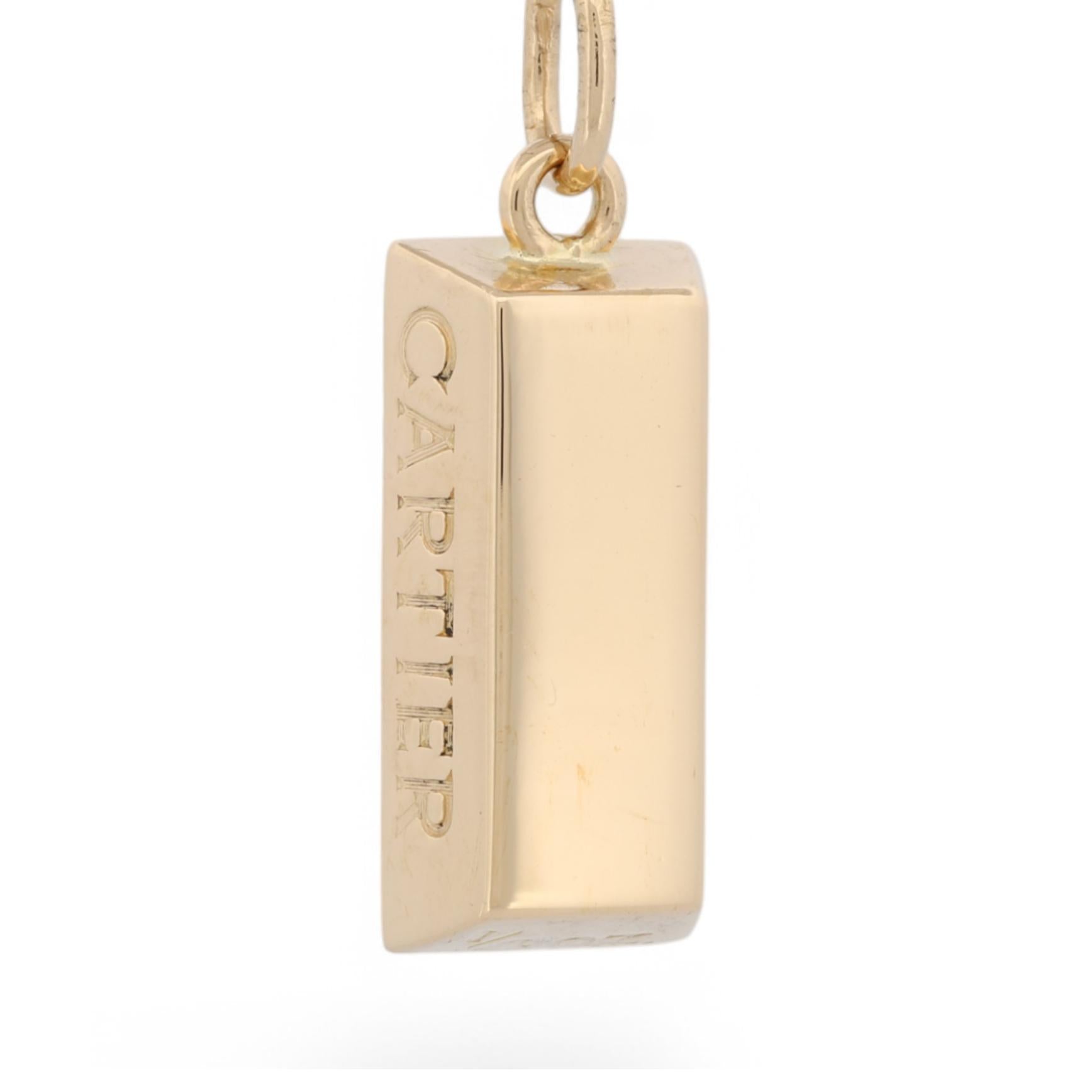 Cartier 18k Gold 1/4oz Engravable Bar Ingot Pendant 1980s