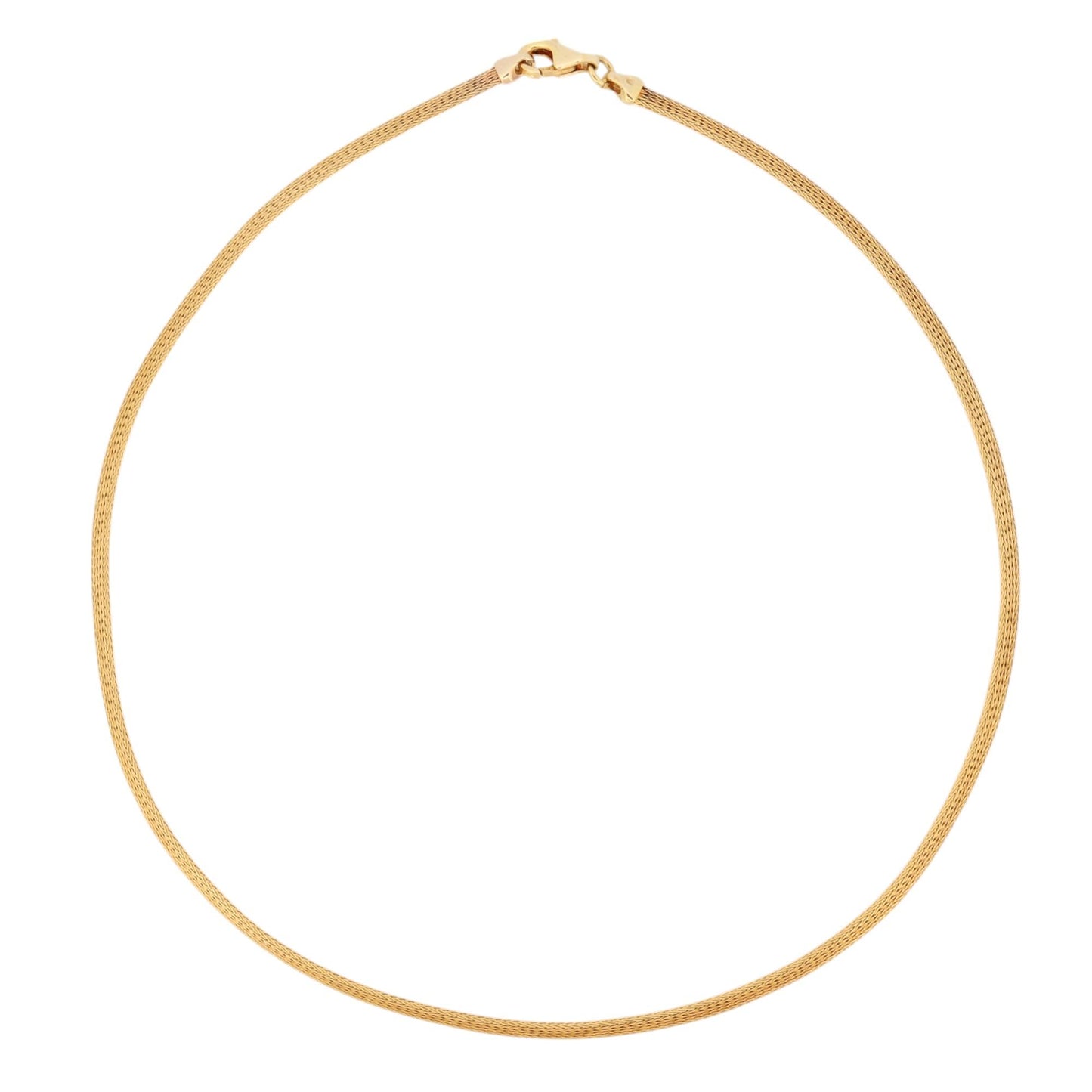 Italian-Made 14k Solid Yellow Gold Woven Choker Chain Necklace