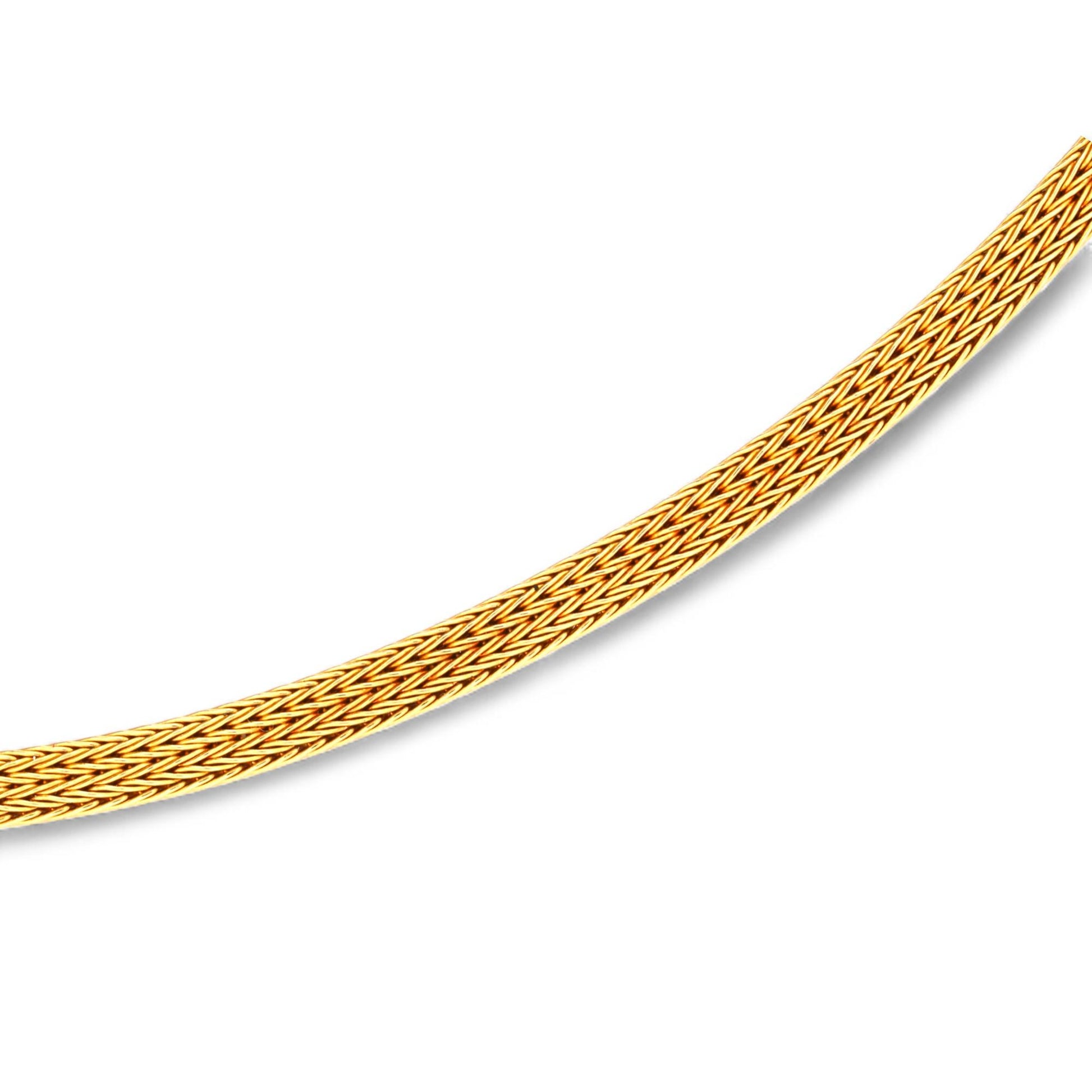 Italian-Made 14k Solid Yellow Gold Woven Choker Chain Necklace