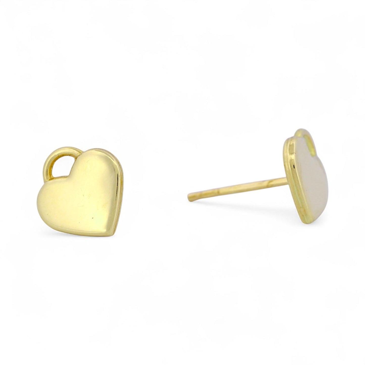 18k Yellow Gold Engravable Heart Tag Stud Earrings