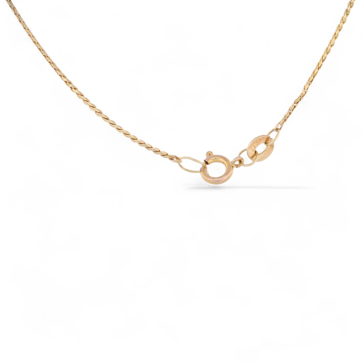 18k Gold Vintage Chain Necklace with Handcrafted Emerald Pendant 16"