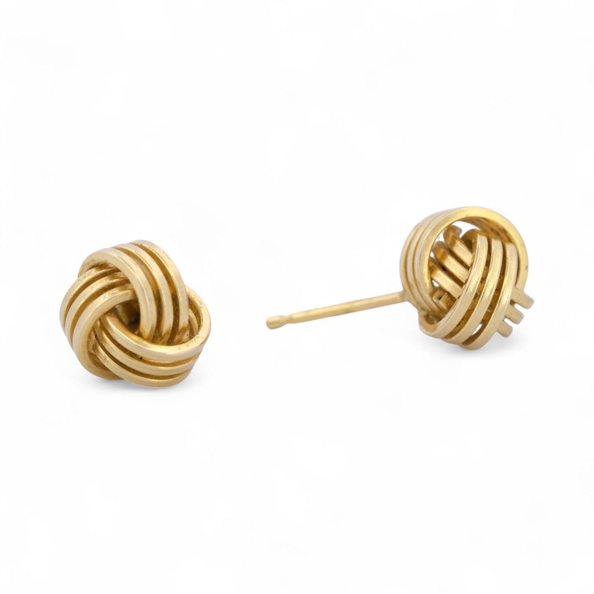 14k Yellow Gold Love Knot Stud Earrings Timeless Classic Elegant Gift