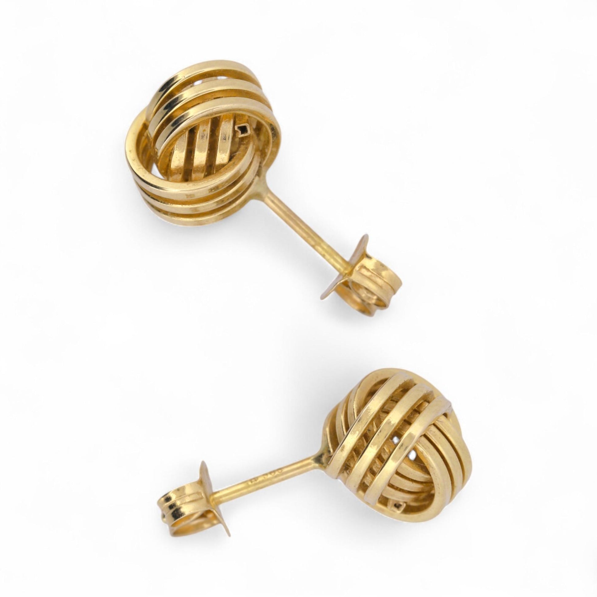 14k Yellow Gold Love Knot Stud Earrings Timeless Classic Elegant Gift