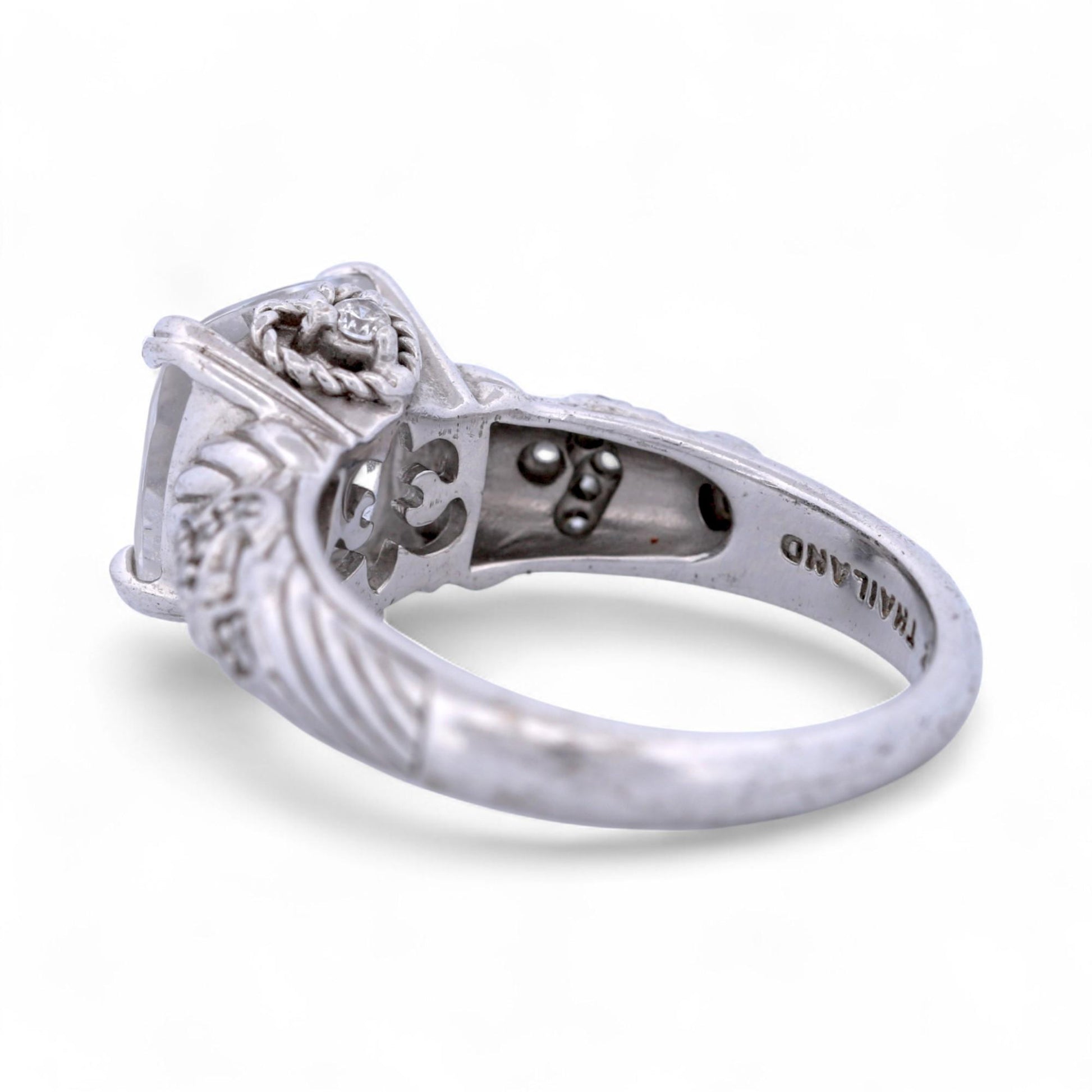 Judith Ripka Sterling Silver CZ Cocktail Ring | Size 8 | Designer Statement Ring