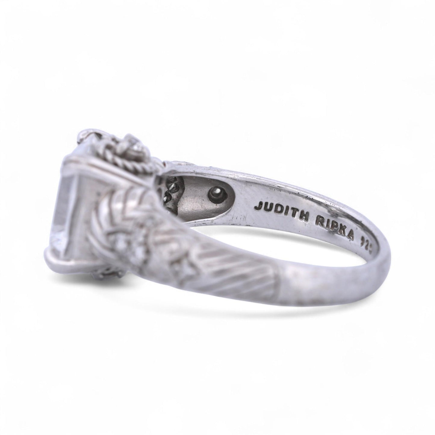 Judith Ripka Sterling Silver CZ Cocktail Ring | Size 8 | Designer Statement Ring