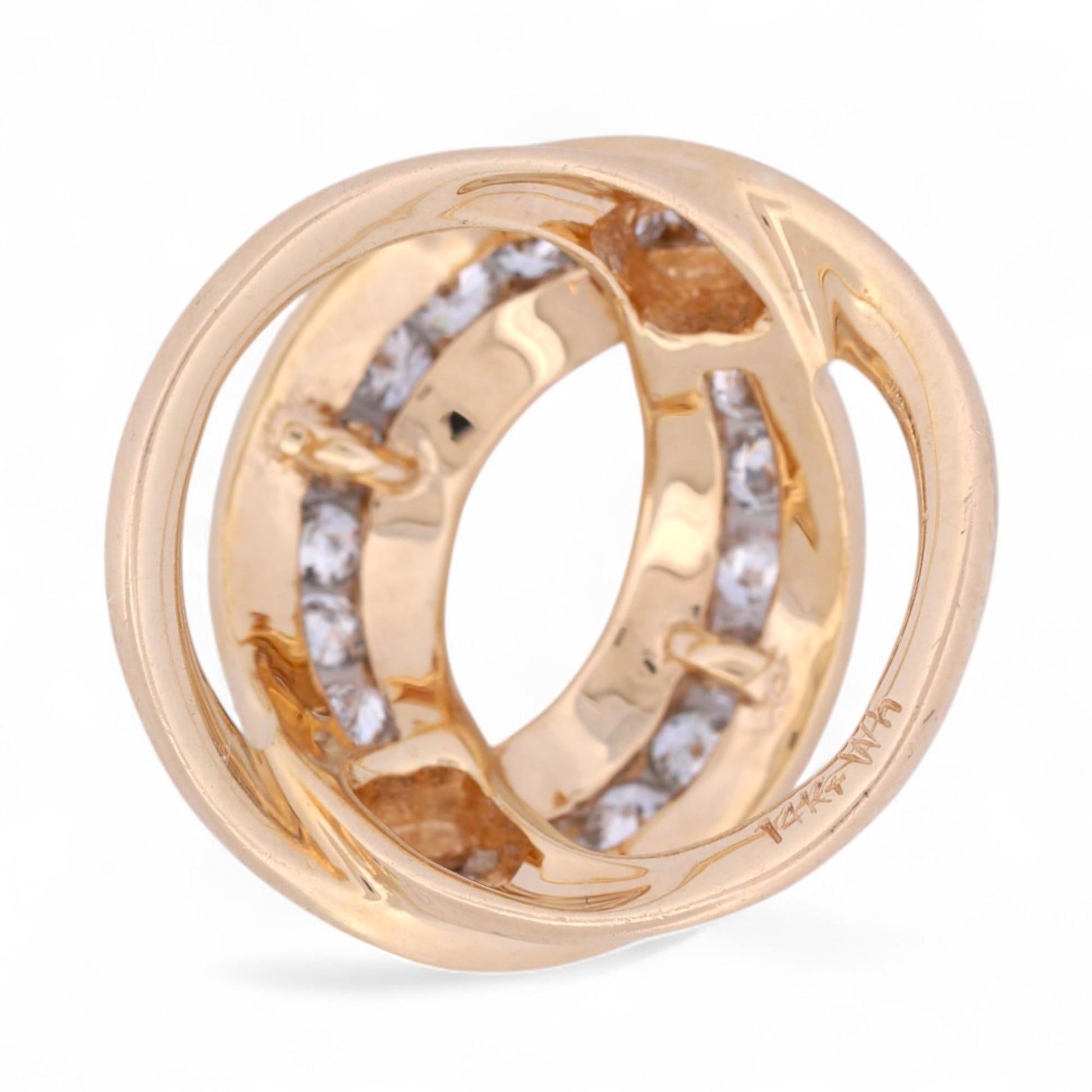 14k Yellow Gold Slide Pendant | 0.54ct Diamond Accent | Signed WH