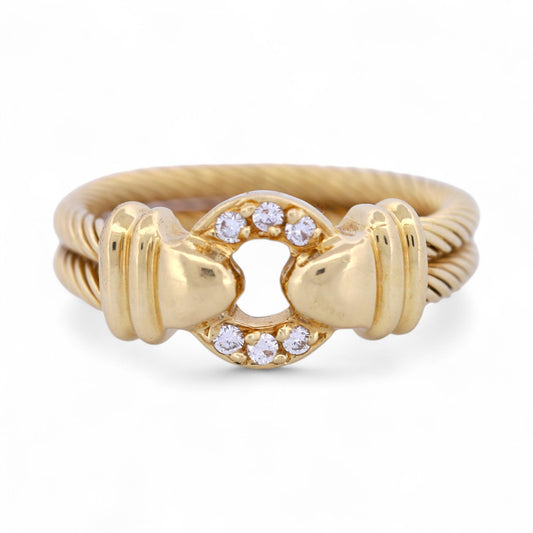 Philippe Charriol Diamond Cable Ring 18k Yellow Gold Size 6 Signed .10ct