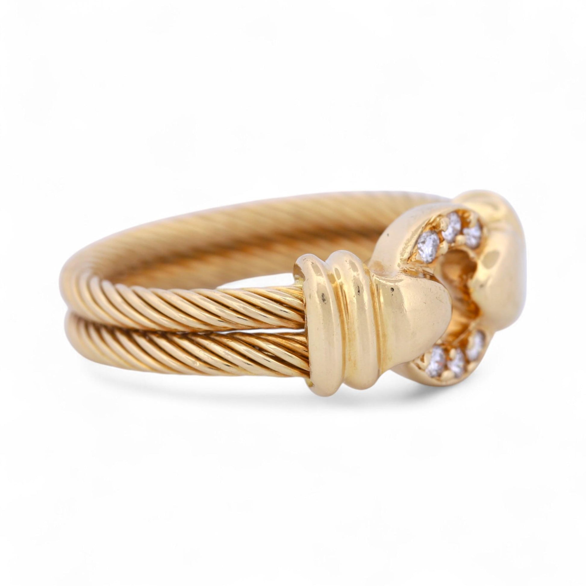 Philippe Charriol Diamond Cable Ring 18k Yellow Gold Size 6 Signed .10ct