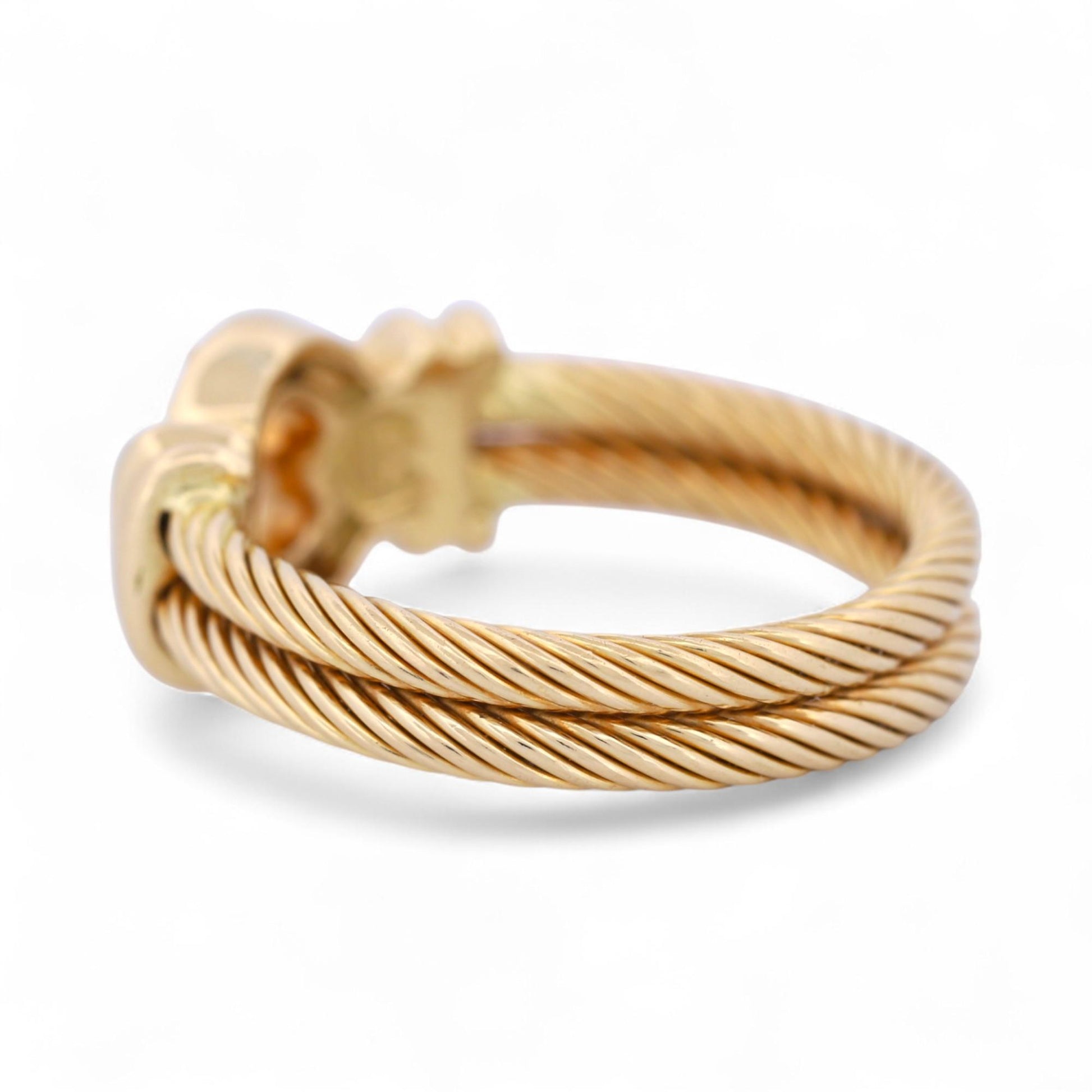 Philippe Charriol Diamond Cable Ring 18k Yellow Gold Size 6 Signed .10ct