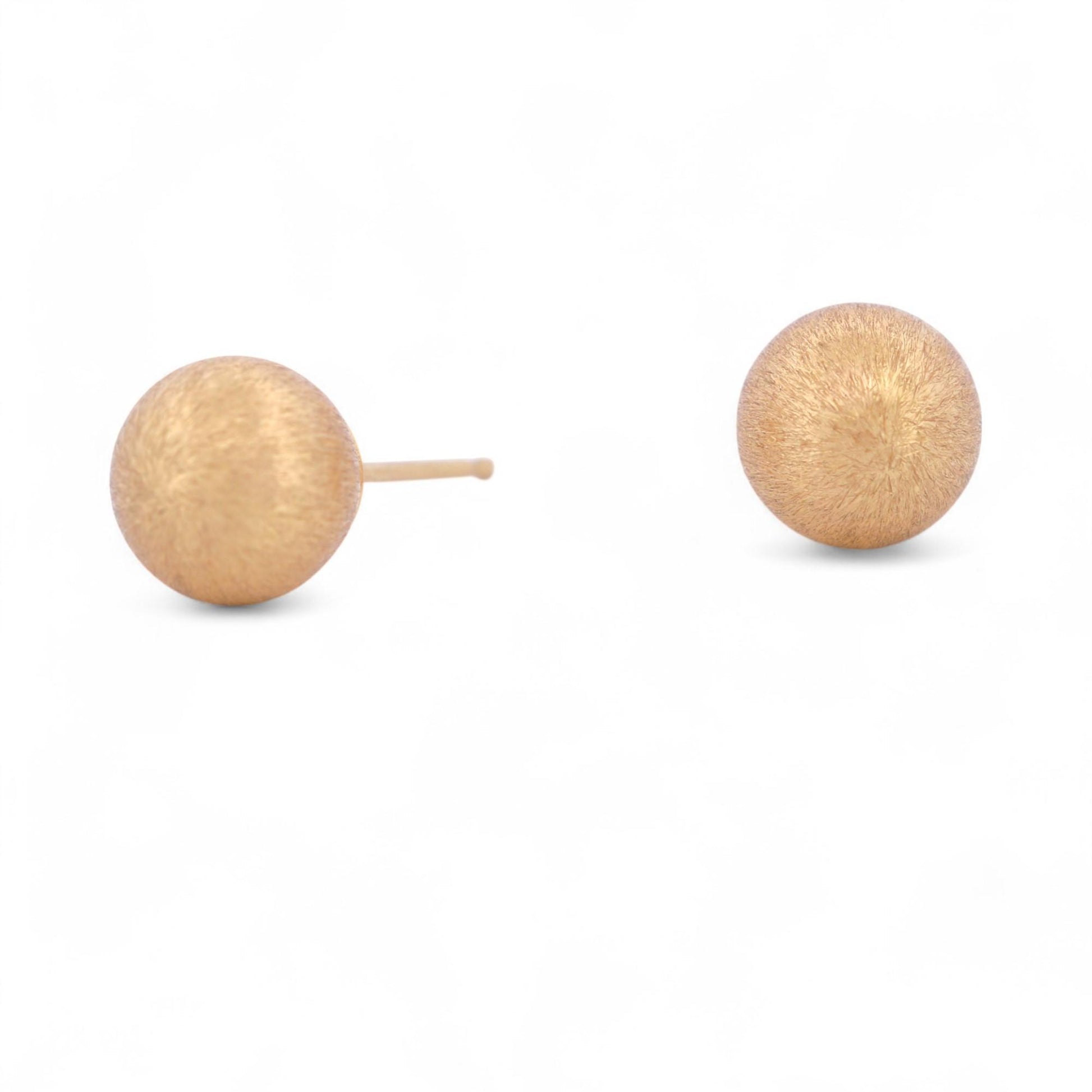 14k Gold Textured Ball Stud Earrings Solid Yellow Gold Bead Studs 6.7mm