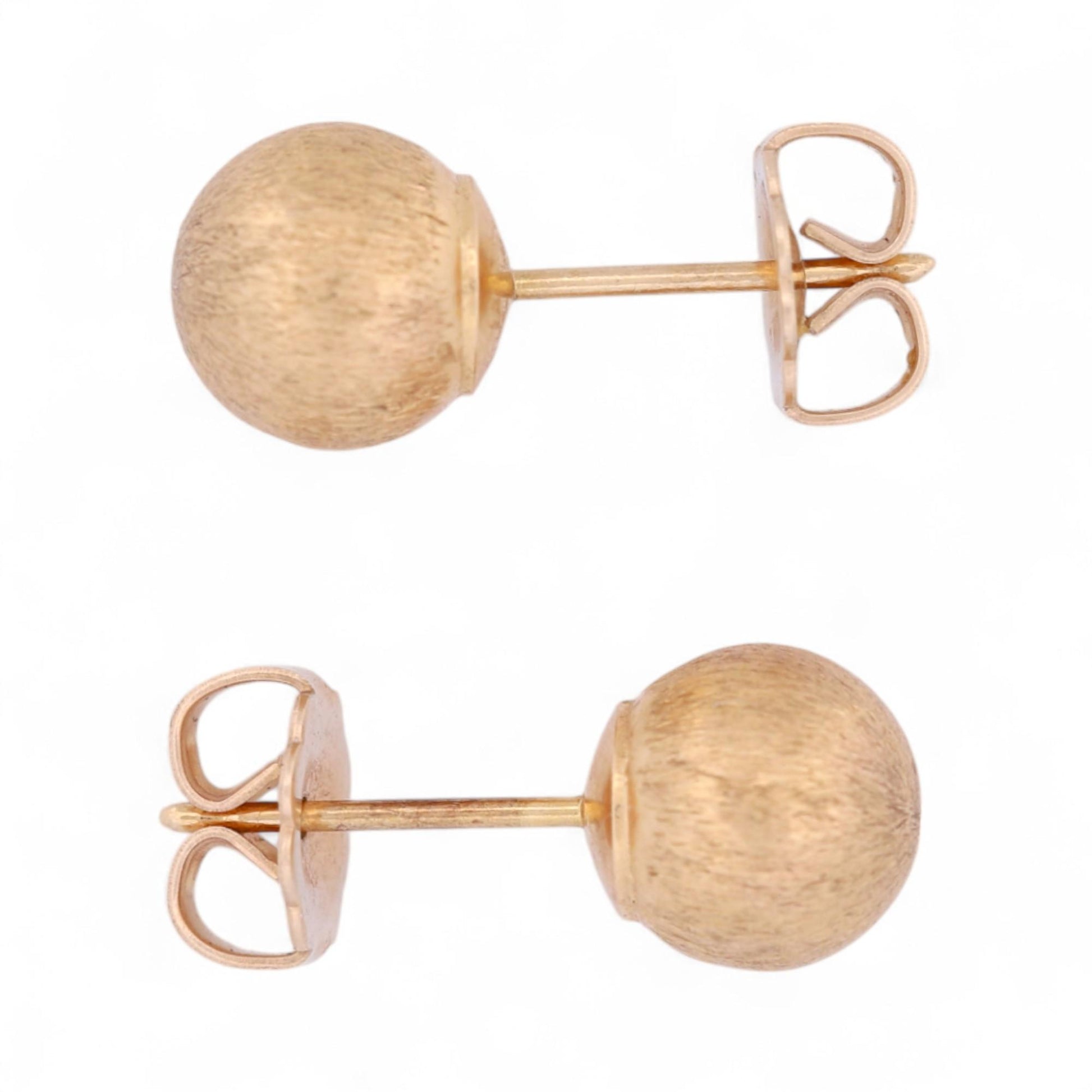14k Gold Textured Ball Stud Earrings Solid Yellow Gold Bead Studs 6.7mm