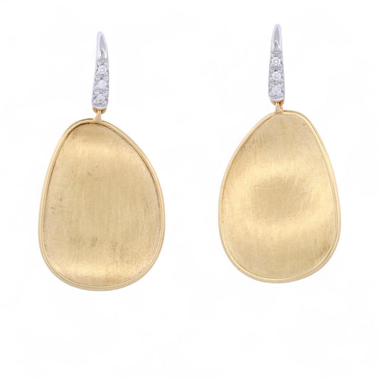 Marco Bicego Lunaria Diamond Drop Earrings 18k Yellow White Gold