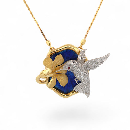 McTeigue & Schuler Hummingbird Pendant in Platinum & 18K Gold with Diamonds