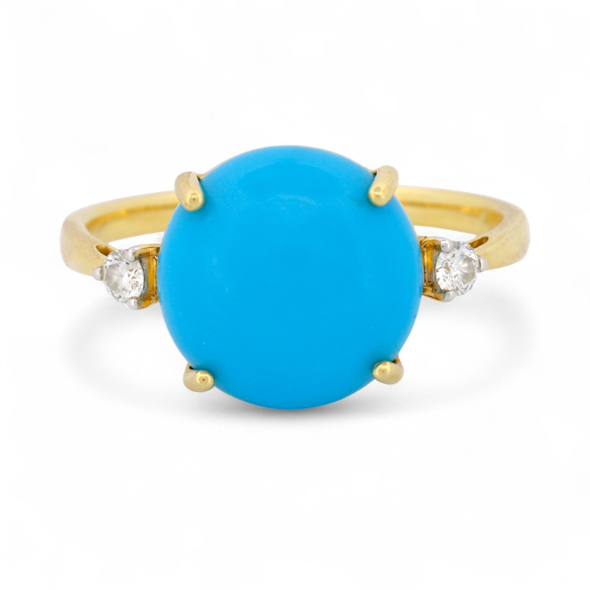 Iliana Sleeping Beauty Turquoise & Diamond Ring in 18K Yellow Gold