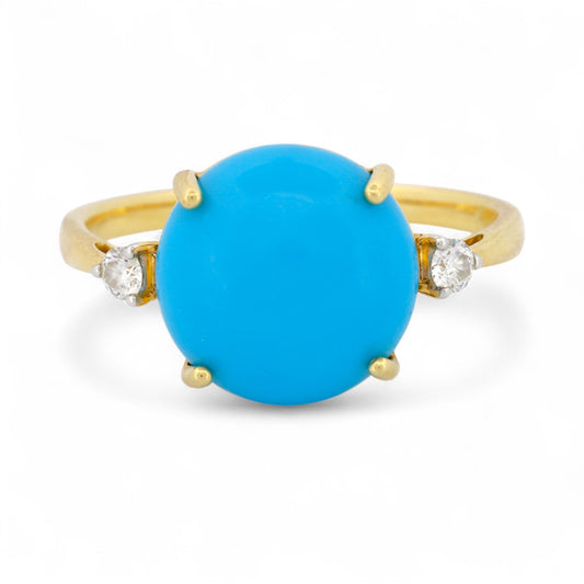 Iliana Sleeping Beauty Turquoise & Diamond Ring in 18K Yellow Gold