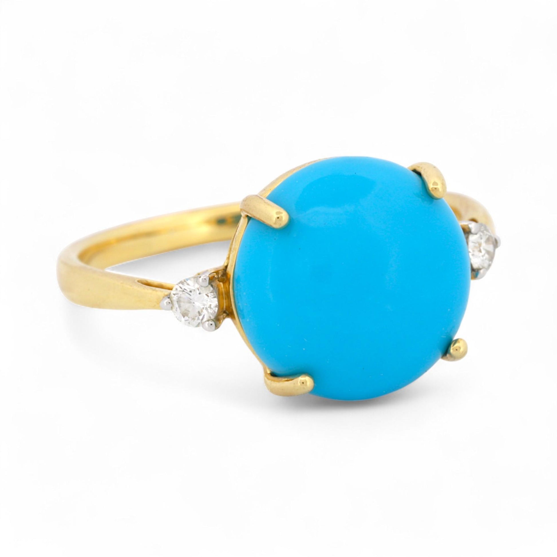 Iliana Sleeping Beauty Turquoise & Diamond Ring in 18K Yellow Gold