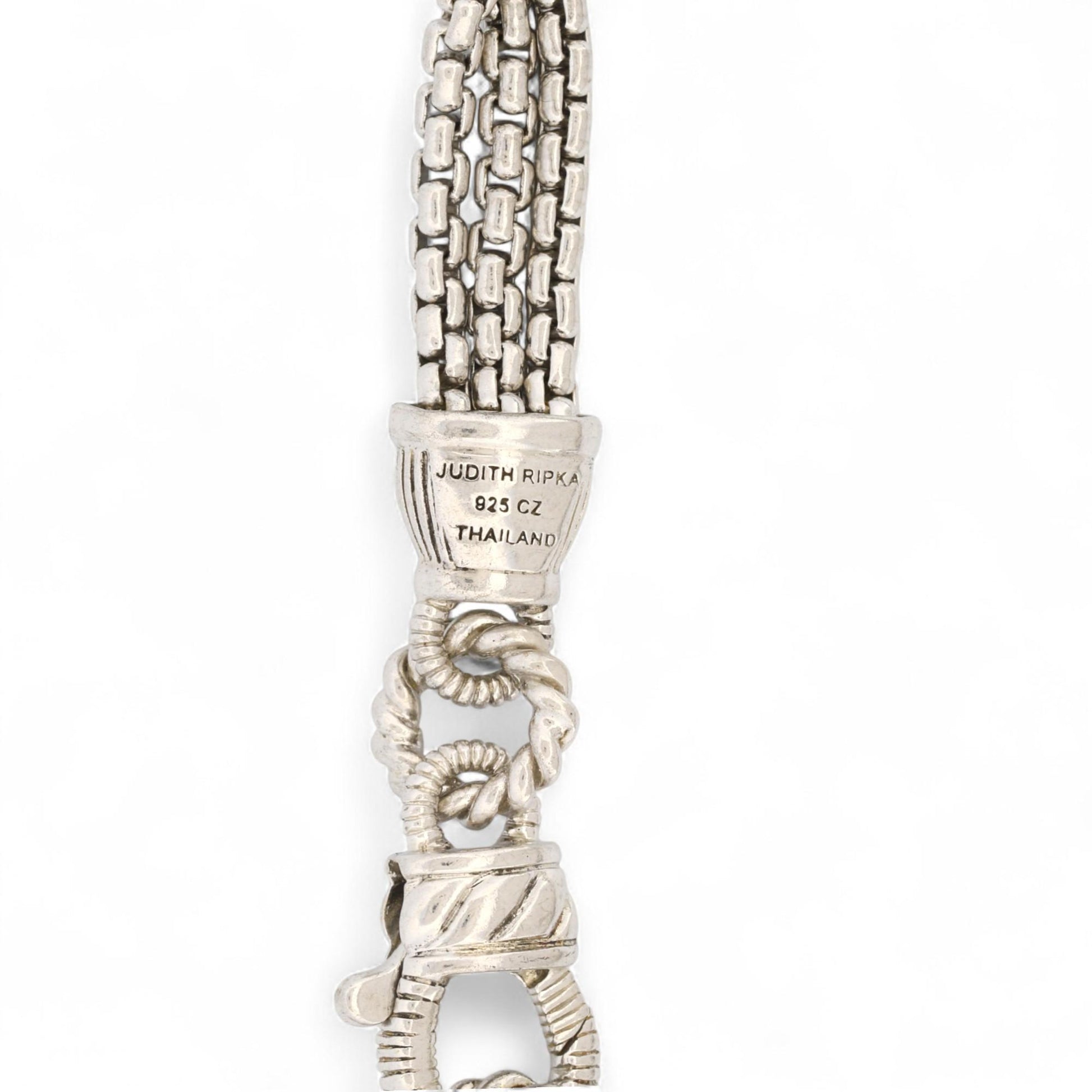 Judith Ripka Multi-Strand Diamonique Bead Station Necklace in Sterling Silver