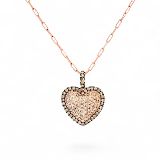 Le Vian 14K Pink Gold Pavé Diamond Heart Pendant on Rose Gold Chain – 16"