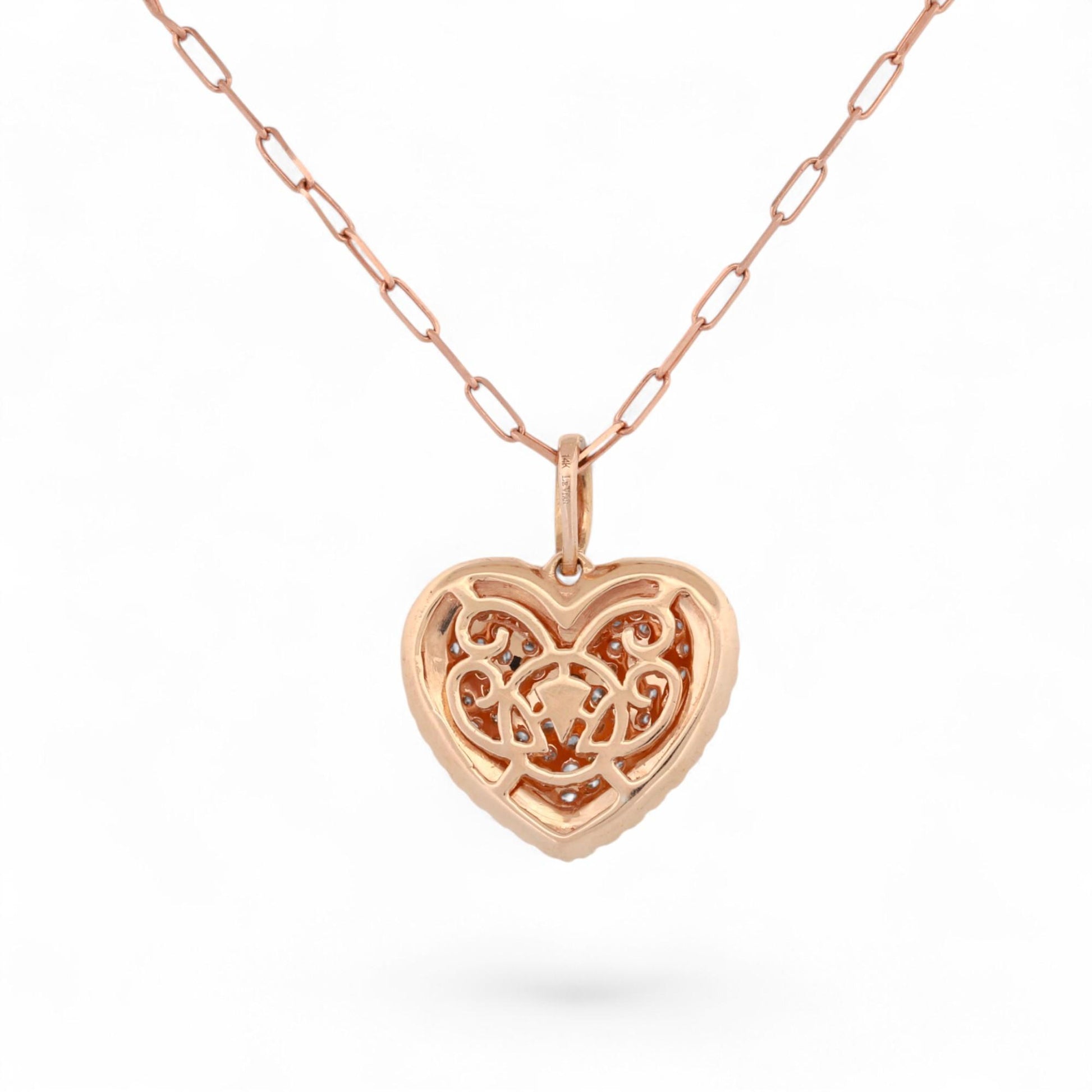 Le Vian 14K Pink Gold Pavé Diamond Heart Pendant on Rose Gold Chain – 16"