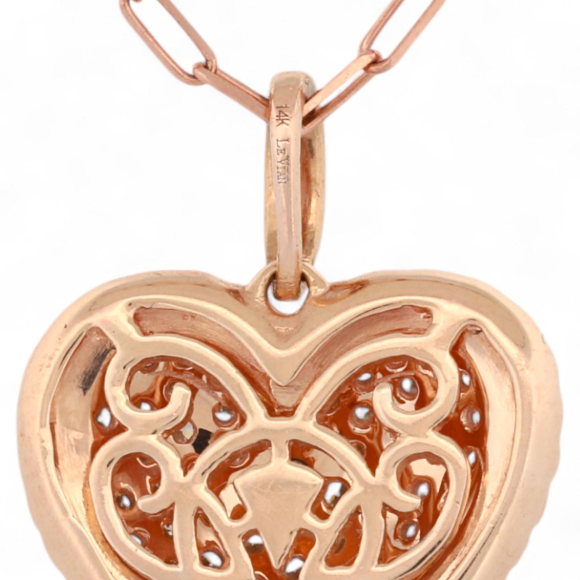 Le Vian 14K Pink Gold Pavé Diamond Heart Pendant on Rose Gold Chain – 16"
