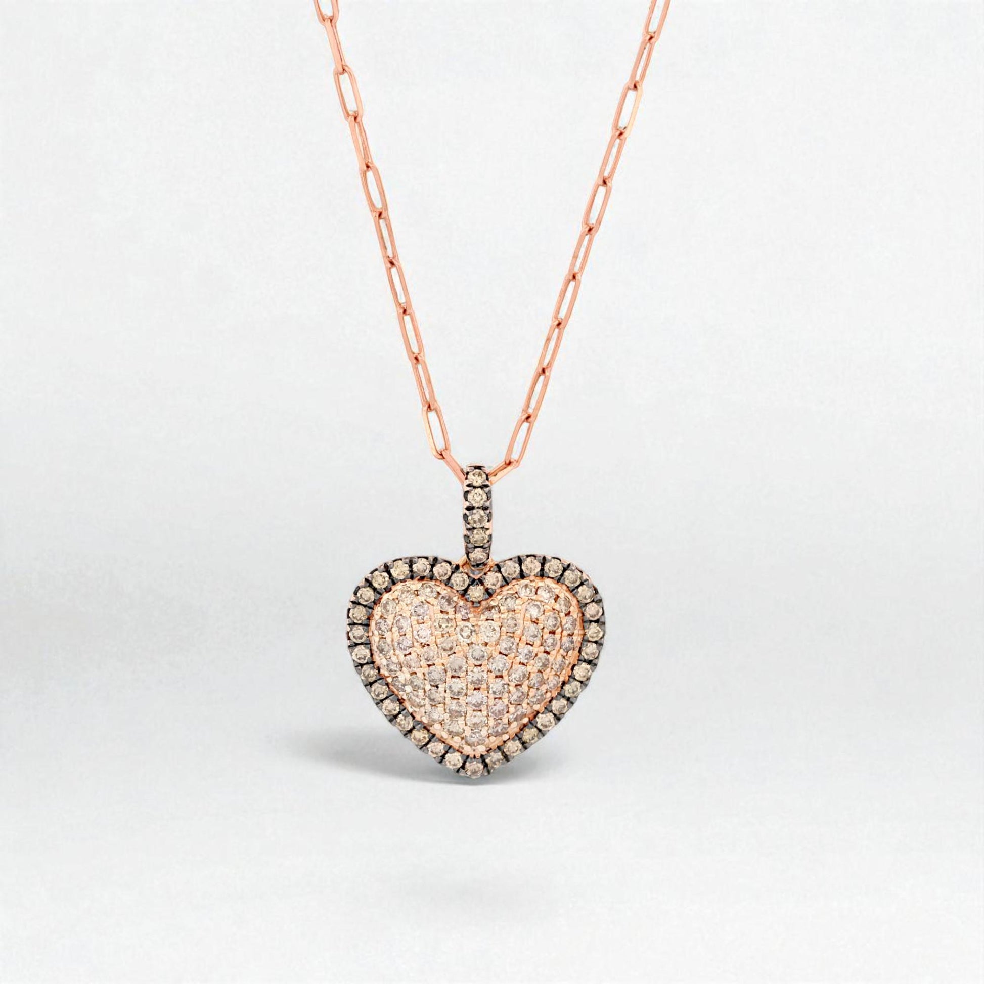 Le Vian 14K Pink Gold Pavé Diamond Heart Pendant on Rose Gold Chain – 16"