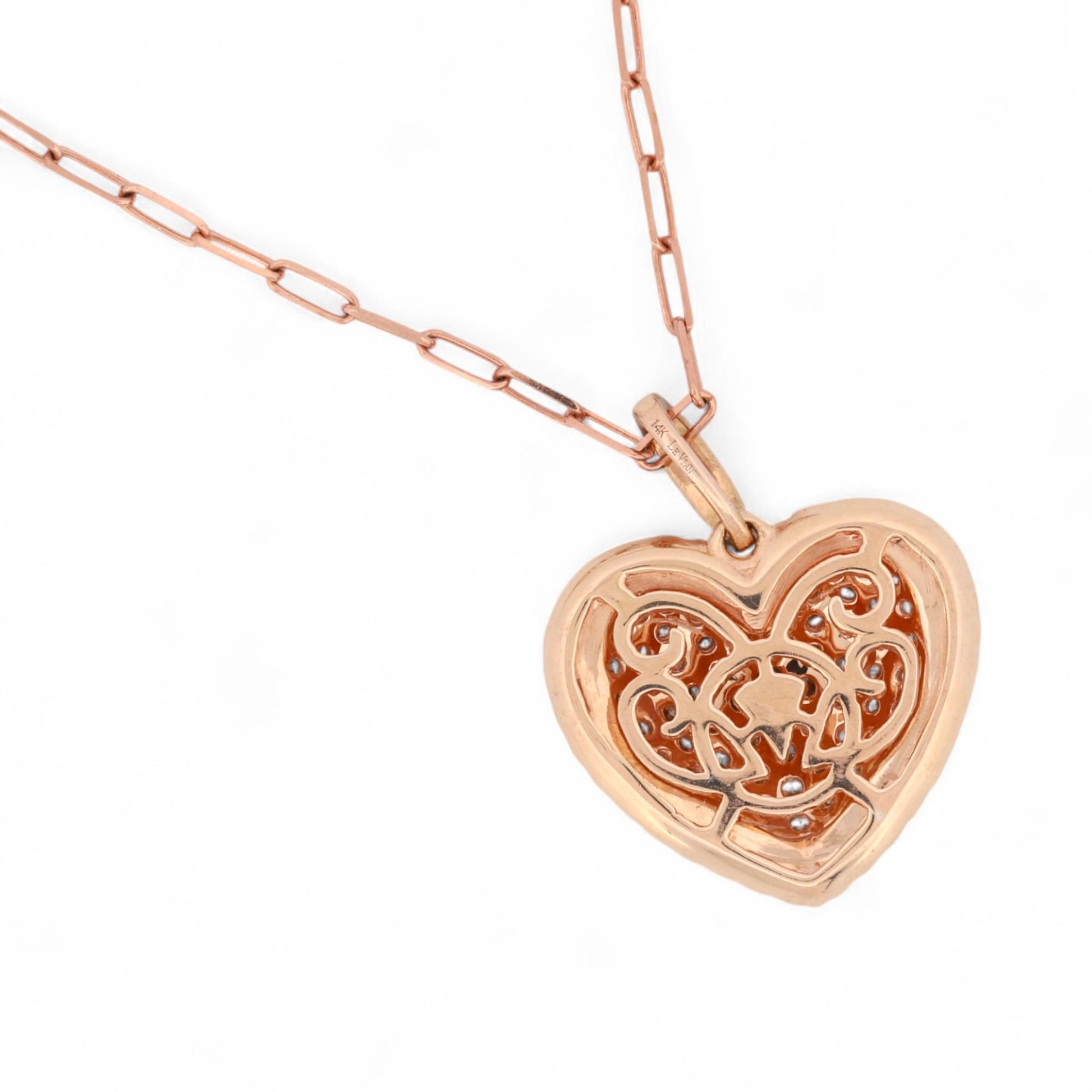 Le Vian 14K Pink Gold Pavé Diamond Heart Pendant on Rose Gold Chain – 16"