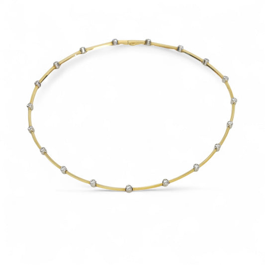 Tiffany & Co. 18K Gold & Platinum Diamond Bezel Collar Necklace 15.5 in