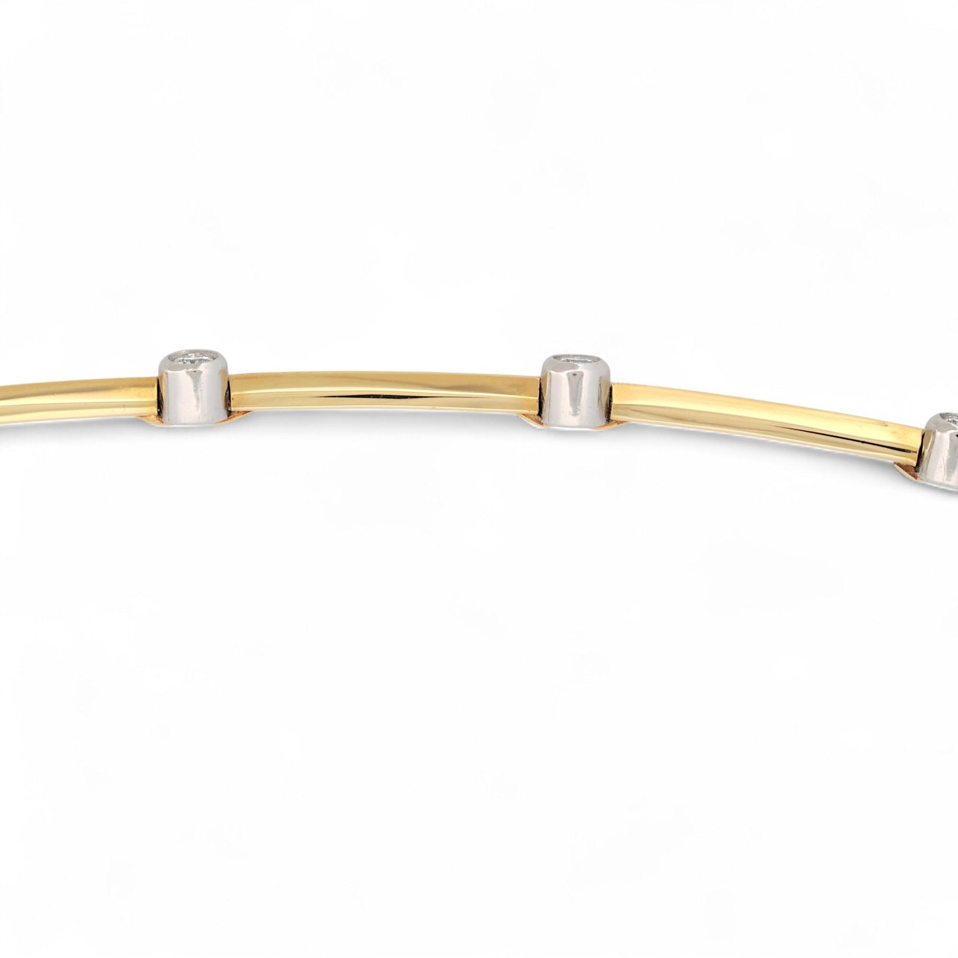 Tiffany & Co. 18K Gold & Platinum Diamond Bezel Collar Necklace 15.5 in