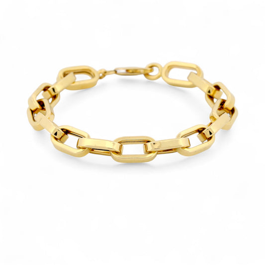 Modern 18K Yellow Gold Large Paperclip Link Chain Bracelet