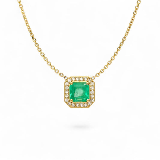 Jennifer Rivera 18K Gold Emerald & Diamond Cage Pendant Necklace 1.78 ct
