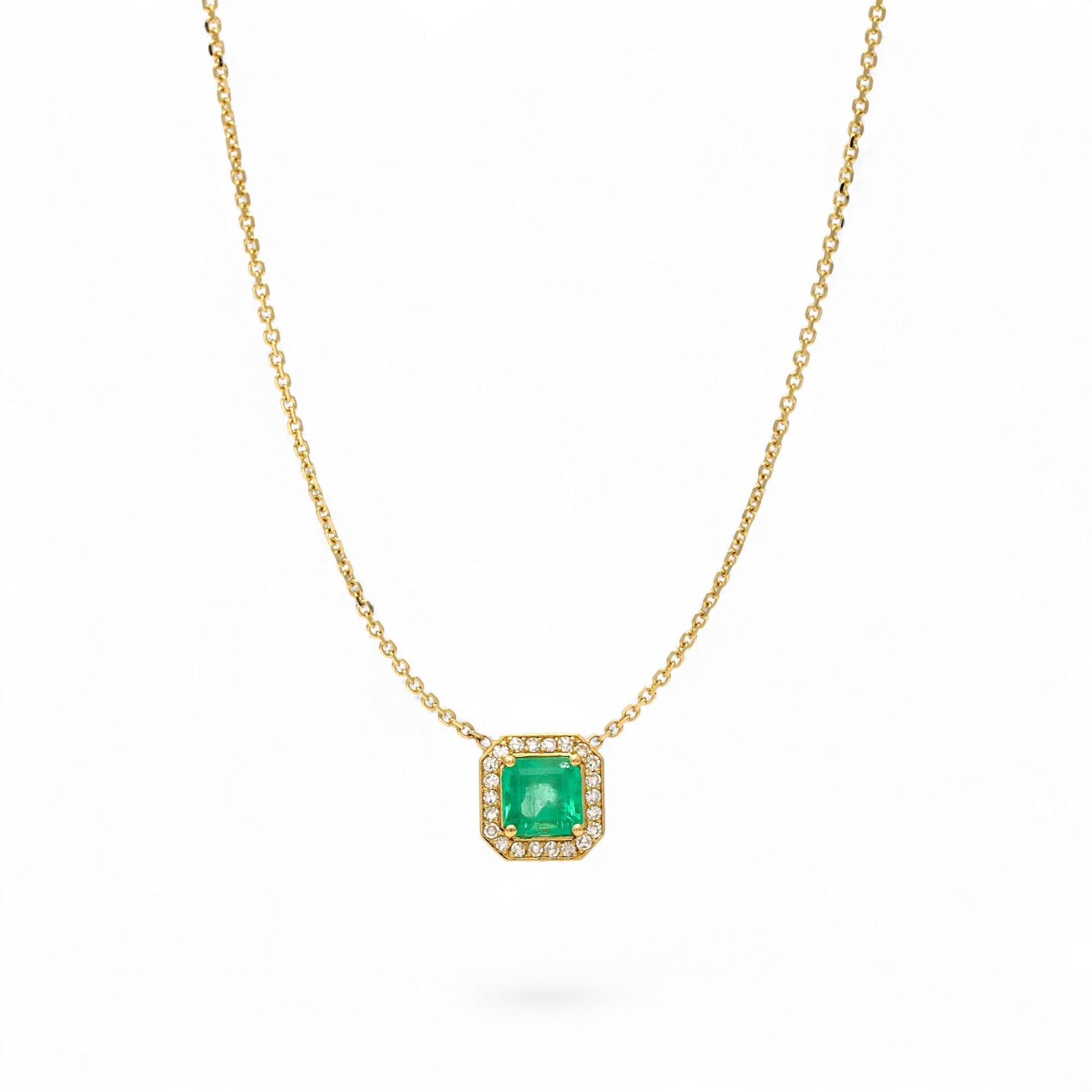 Jennifer Rivera 18K Gold Emerald & Diamond Cage Pendant Necklace 1.78 ct