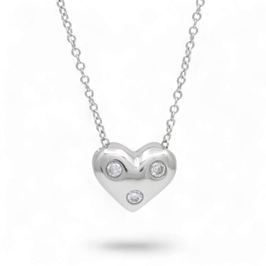 Tiffany & Co. Etoile Platinum Heart Diamond Necklace 16 Inch Mini