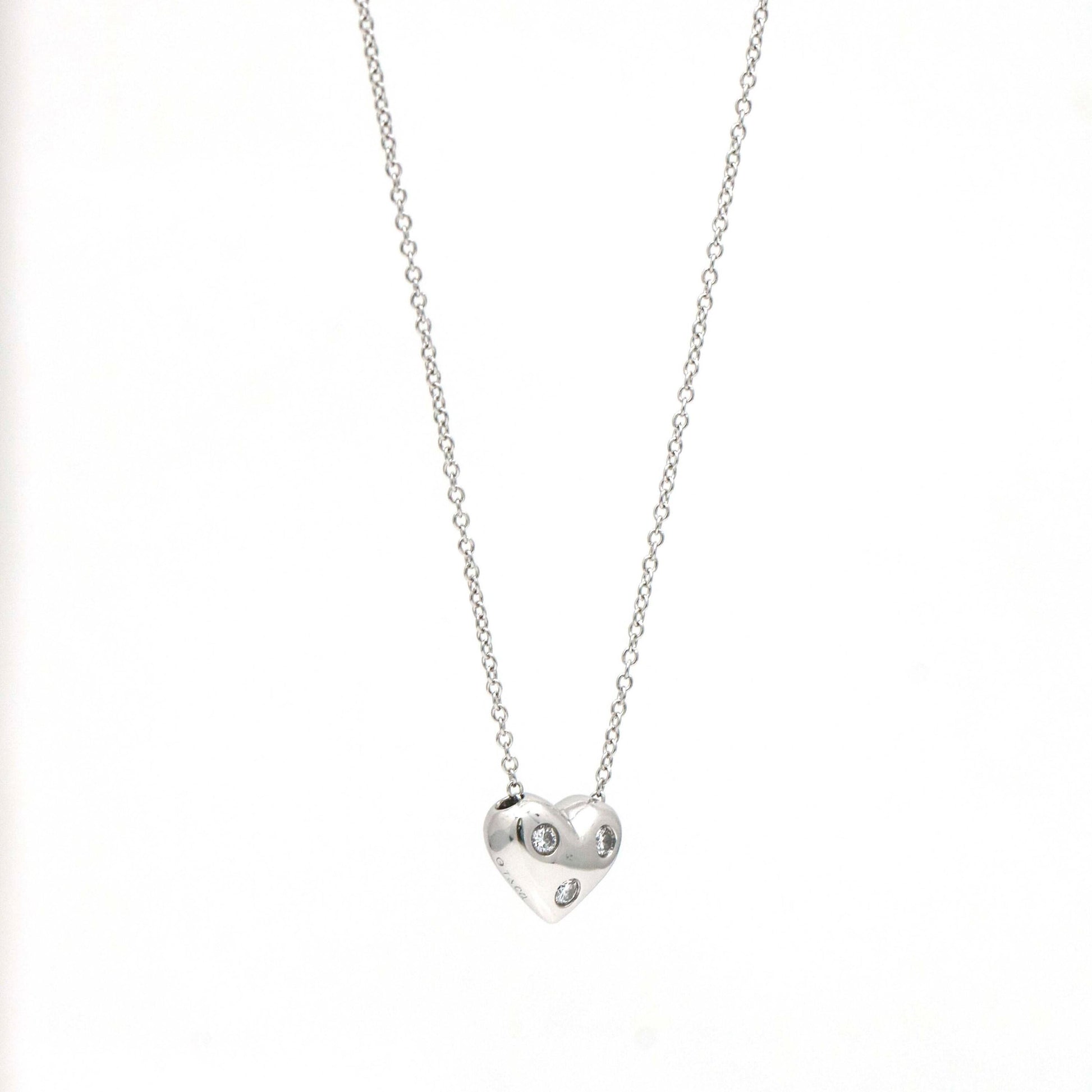 Tiffany & Co. Etoile Mini Heart Necklace in Platinum with Diamonds