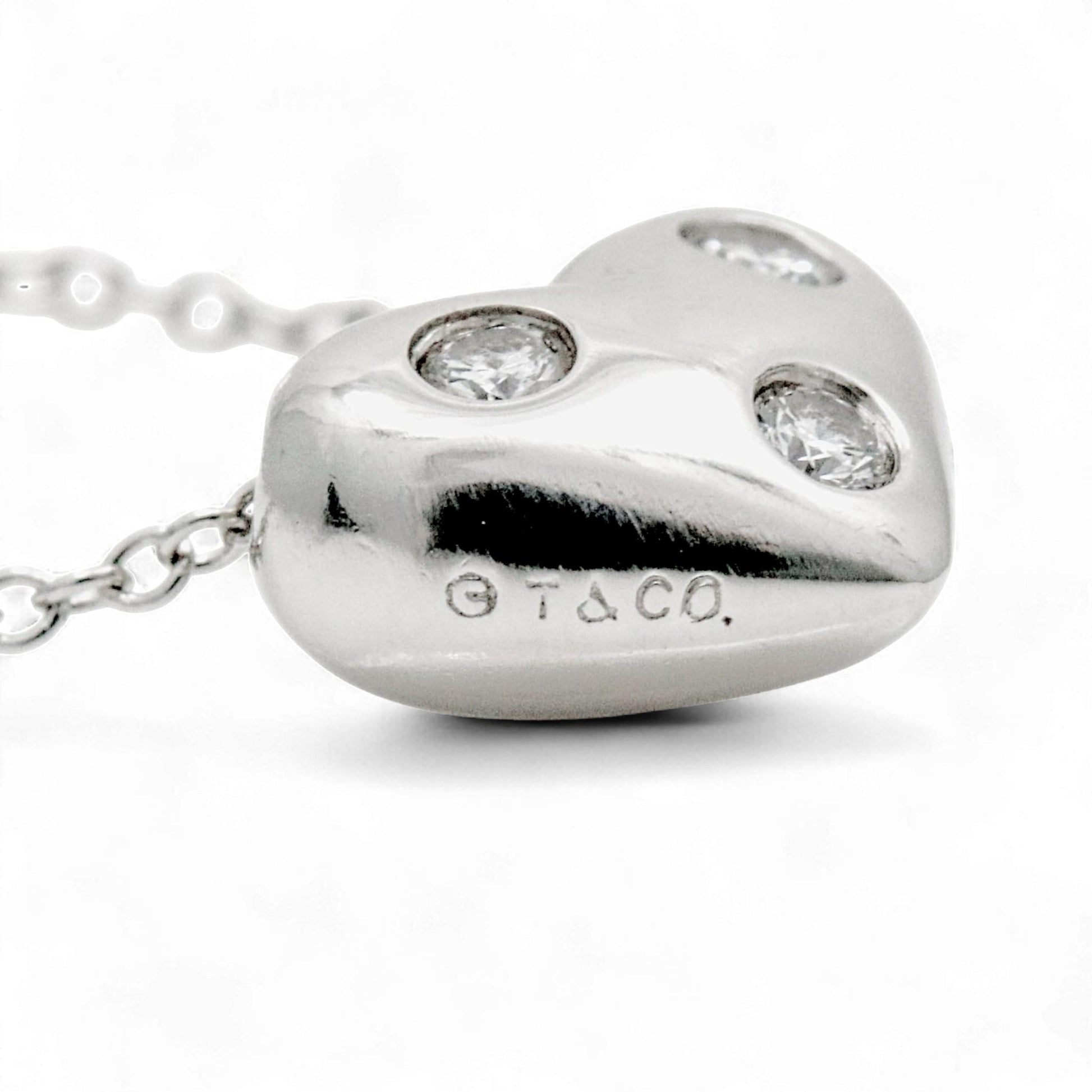Tiffany & Co. Etoile Platinum Heart Diamond Necklace 16 Inch Mini