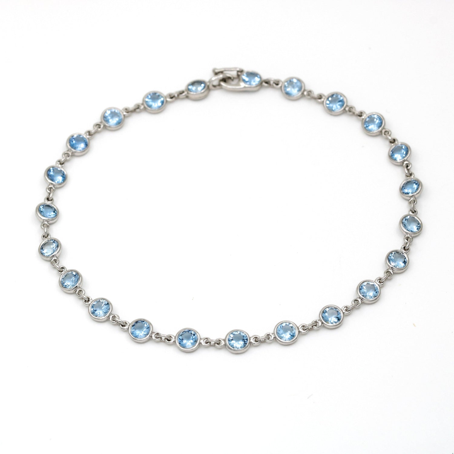 Tiffany & Co. Elsa Peretti Platinum Aquamarine Color by the Yard Bracelet 7 Inch
