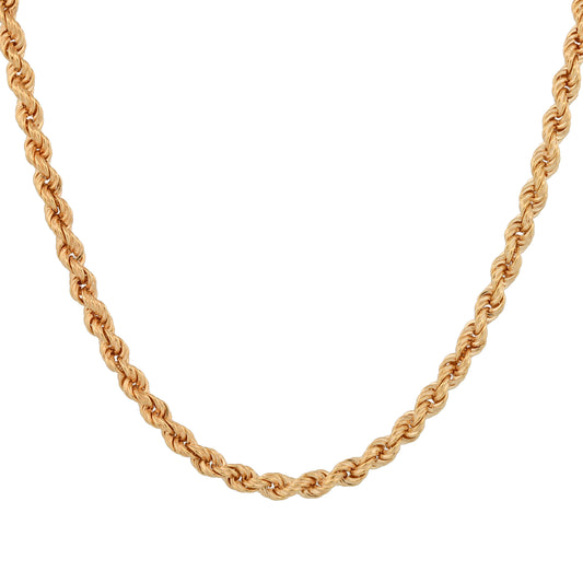 Italian Solid 18k Yellow Gold 3.5mm Rope Chain 20" Necklace