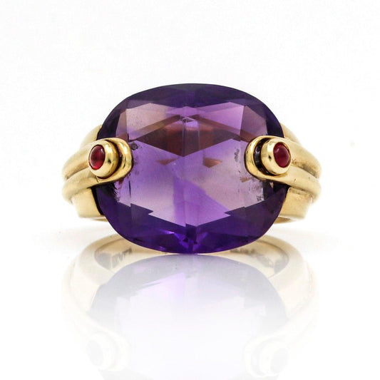 Antonini Amethyst Ruby Statement Ring in 18k Yellow Gold - 31 Jewels Inc.