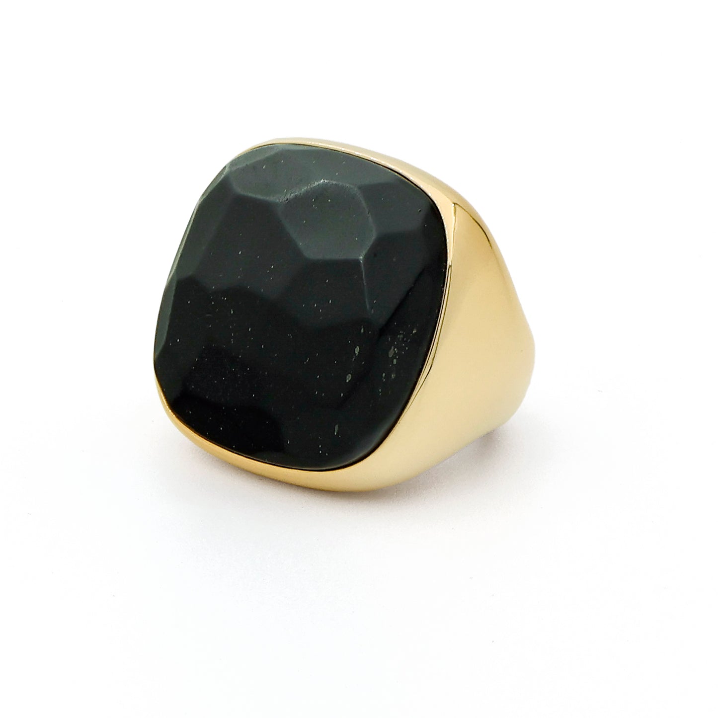 Pomellato Victoria 18k Yellow Gold Ring with Faceted Black Jet