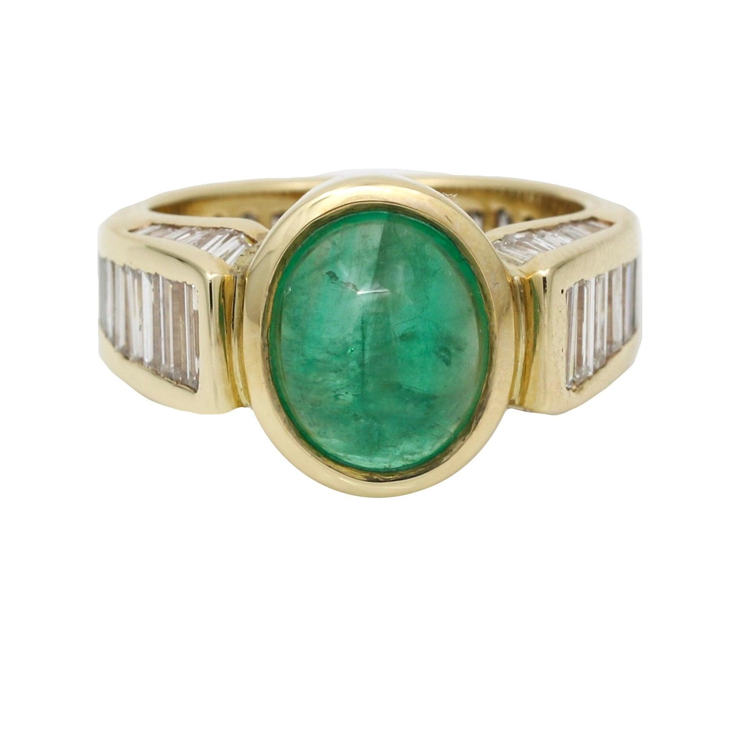 Cabochon Colombian Emerald Diamond Statement Ring in 14k Yellow Gold - 31 Jewels Inc.